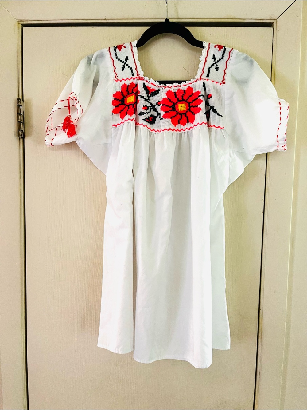 VTG 70s Oaxaca Embroidered Festival Boho Peasant Folk Tunic Beachy Top M/L